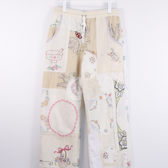 COPY - Antique Handkerchief Patchwork Elastic Drawcord Waist Pants Sample MEDIUM - Picture 4 of 5